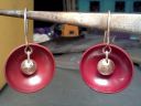 [heat-oxidized copper earrings with reticulated silver on copper]