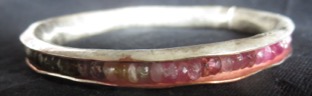 [silver/copper bangle faceted with tourmaline]